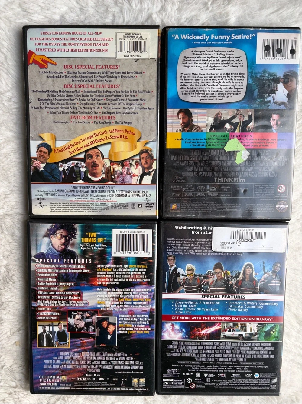 Monty Pythons The Meaning of Life Ghostbusters Blue Streak The TV Set 4 DVDs